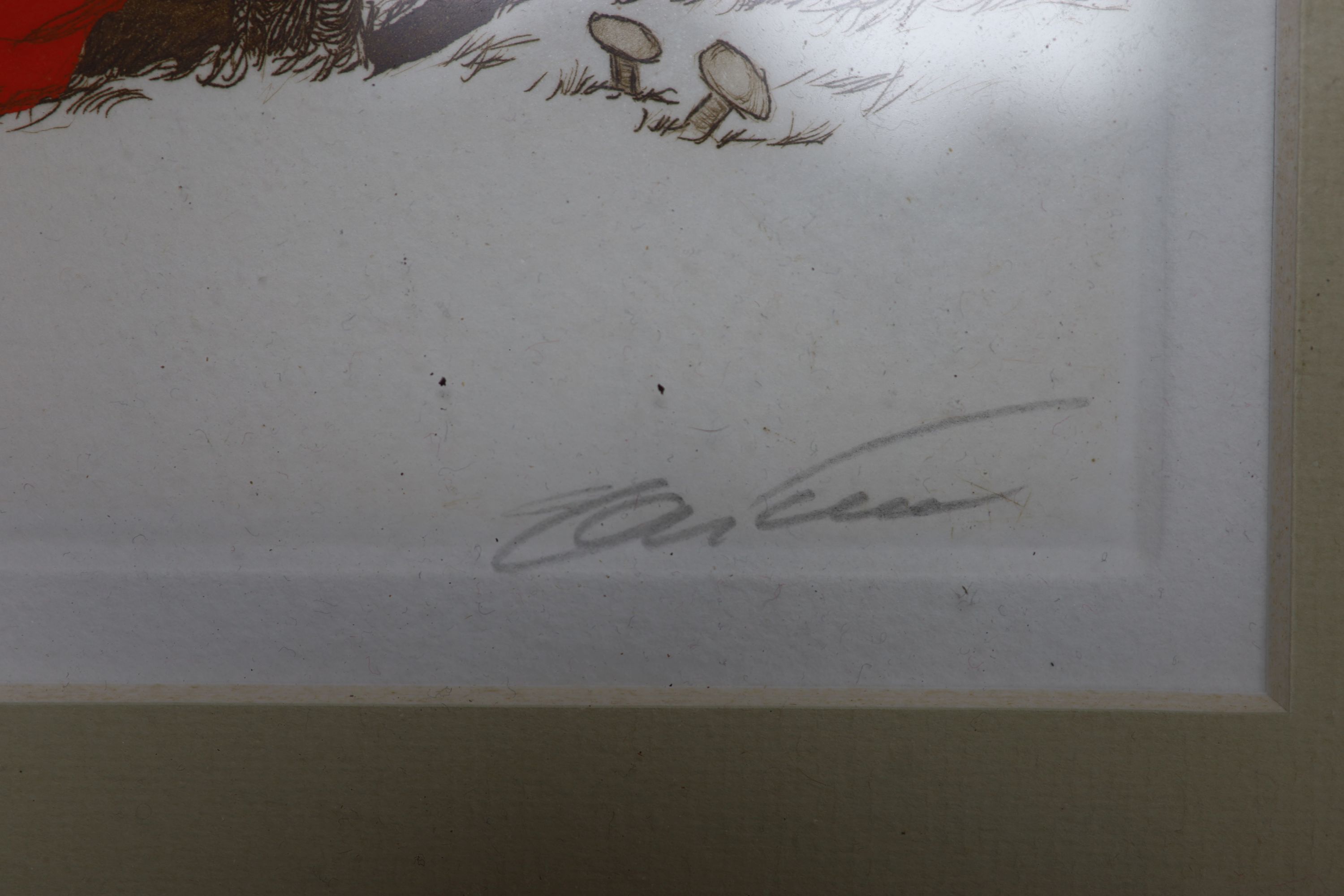 Boris O'Klein (1893-1985), coloured etching. 'Privé', signed in pencil, 18 x 44cm